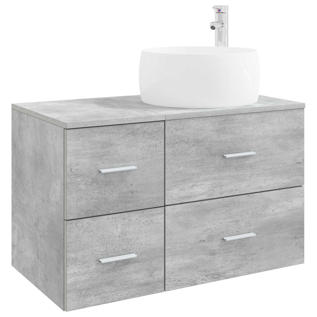 Badeværelsesmøbel sæt 2 stk. Betongrå Konstrueret træ
