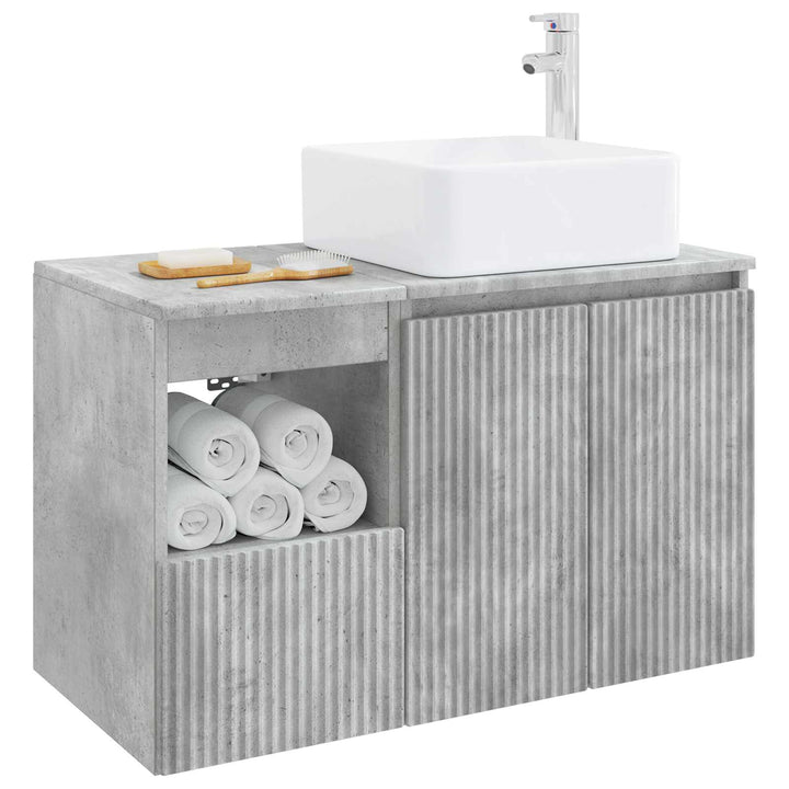 Badeværelsesmøbel sæt 2 stk. Betongrå Konstrueret træ