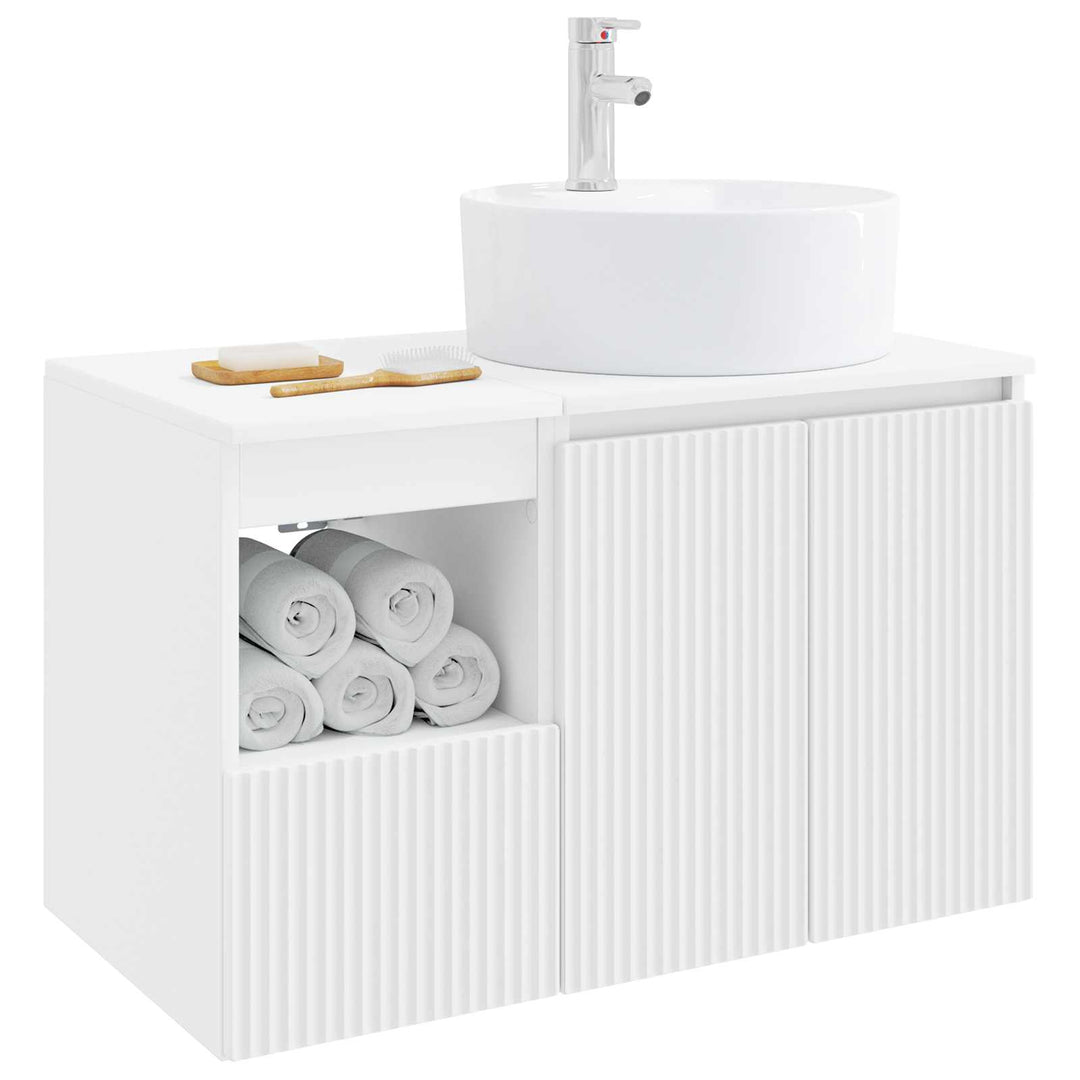 Badeværelsesmøbel sæt 2 stk. Hvid Konstrueret træ