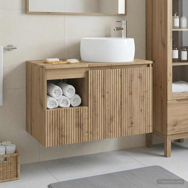 Badeværelsesmøbel sæt 2 stk. Artisan-eg Konstrueret træ