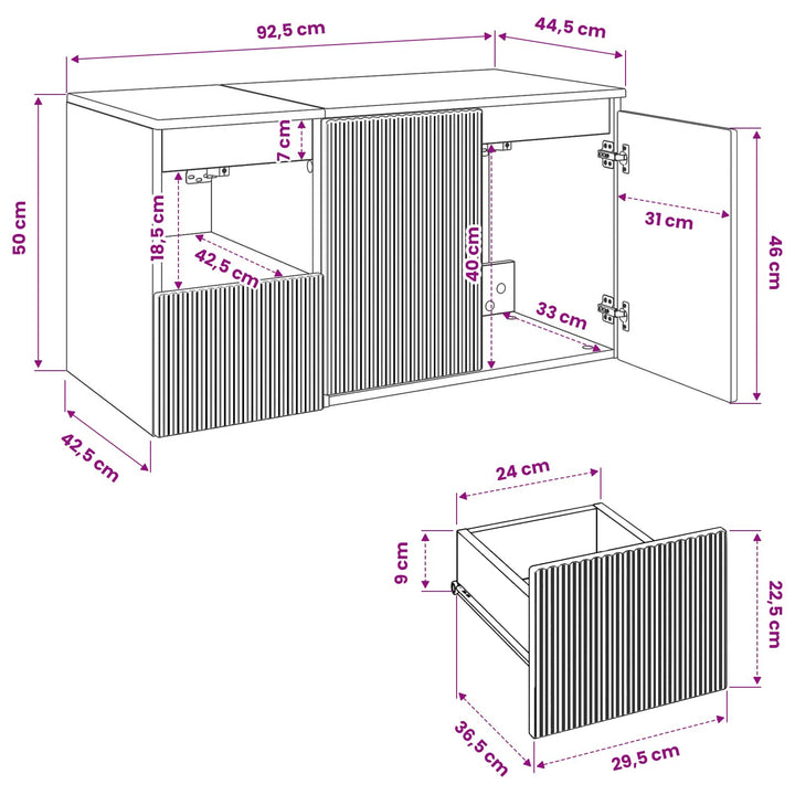 Badeværelsesmøbel sæt 2 stk. Betongrå Konstrueret træ