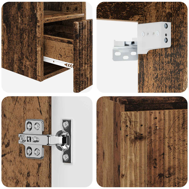 Badeværelsesmøbel sæt 2 stk. Gammelt træ Konstrueret træ
