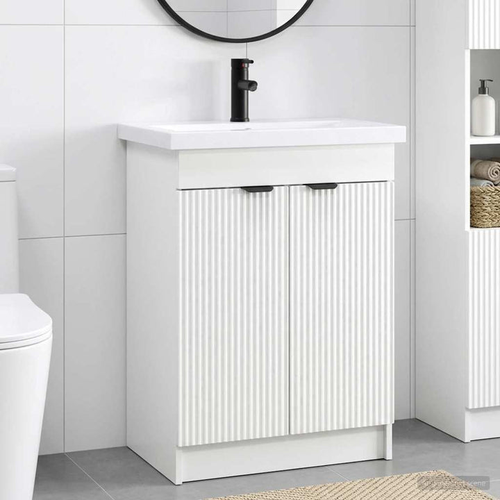 Badeværelsesmøbel sæt Hvid 56 x 37,5 x 81 cm Konstrueret træ