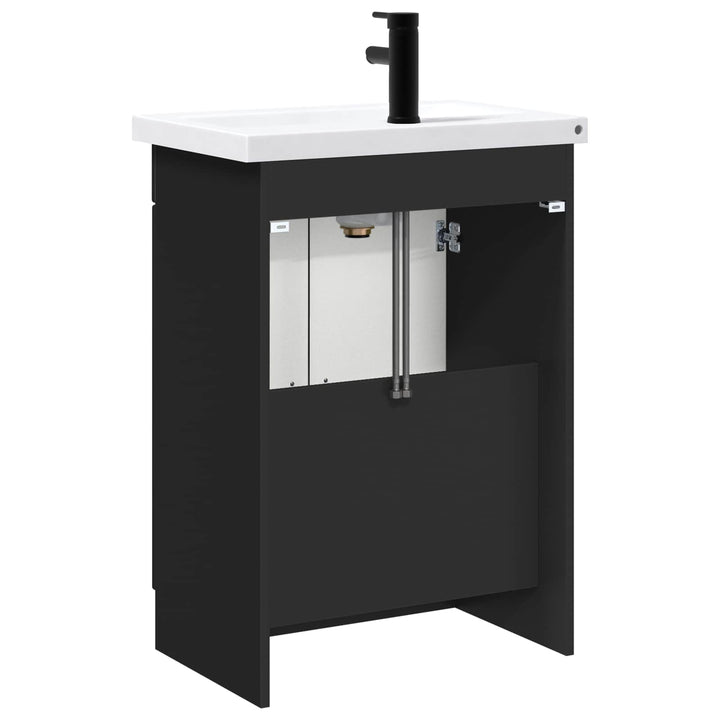 Badeværelsesmøbel sæt Sort 78,5 x 37,5 x 81 cm Konstrueret træ