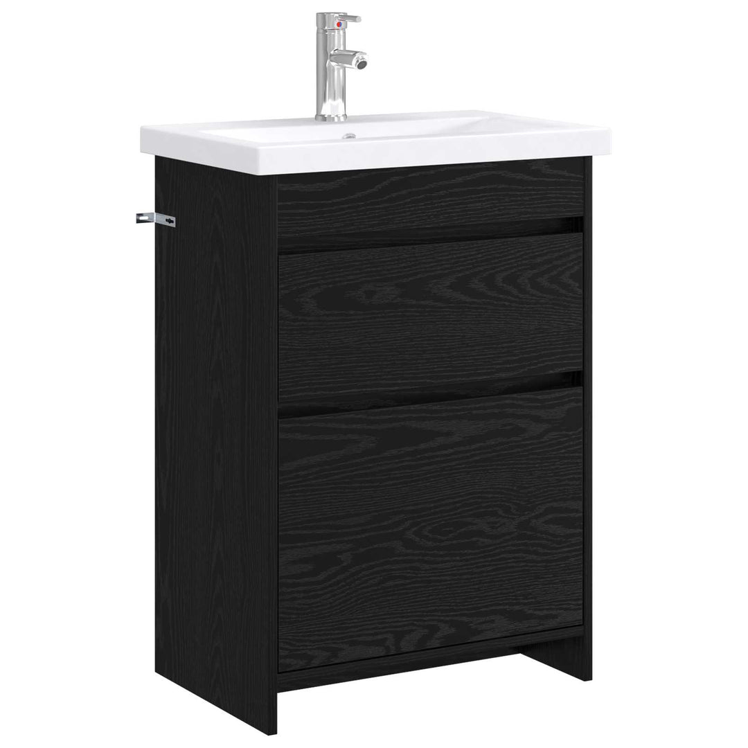 Badeværelsesmøbel sæt Sort eg 61 x 40 x 84,5 cm Konstrueret træ