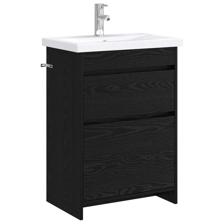 Badeværelsesmøbel sæt Sort eg 61 x 40 x 84,5 cm Konstrueret træ