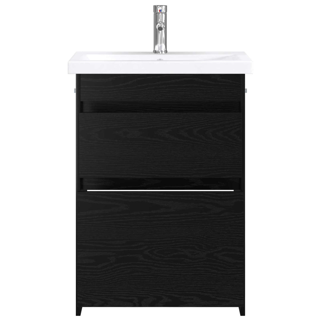 Badeværelsesmøbel sæt Sort eg 61 x 40 x 84,5 cm Konstrueret træ