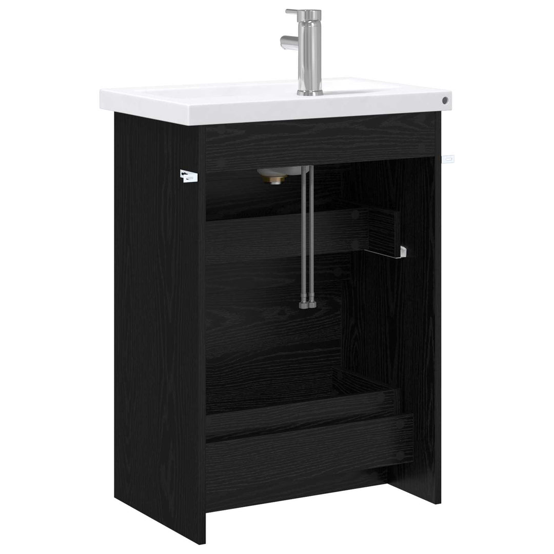 Badeværelsesmøbel sæt Sort eg 61 x 40 x 84,5 cm Konstrueret træ