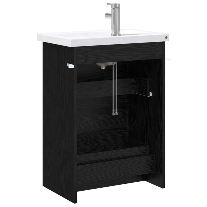 Badeværelsesmøbel sæt Sort eg 61 x 40 x 84,5 cm Konstrueret træ