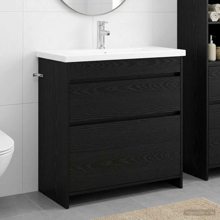 Badeværelsesmøbel sæt Sort eg 81 x 40 x 84,5 cm Konstrueret træ