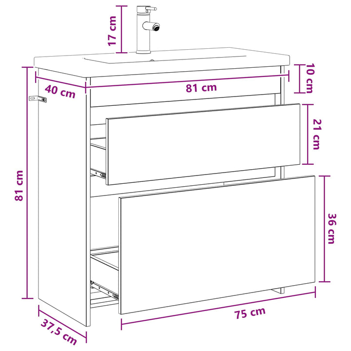 Badeværelsesmøbel sæt Sort eg 81 x 40 x 84,5 cm Konstrueret træ