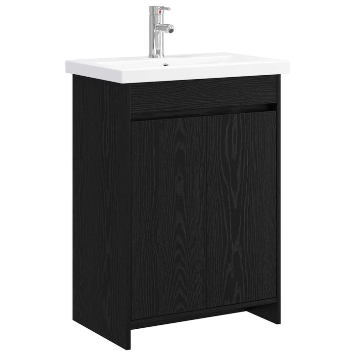 Badeværelsesmøbel sæt Sort eg 61 x 40 x 84,5 cm Konstrueret træ