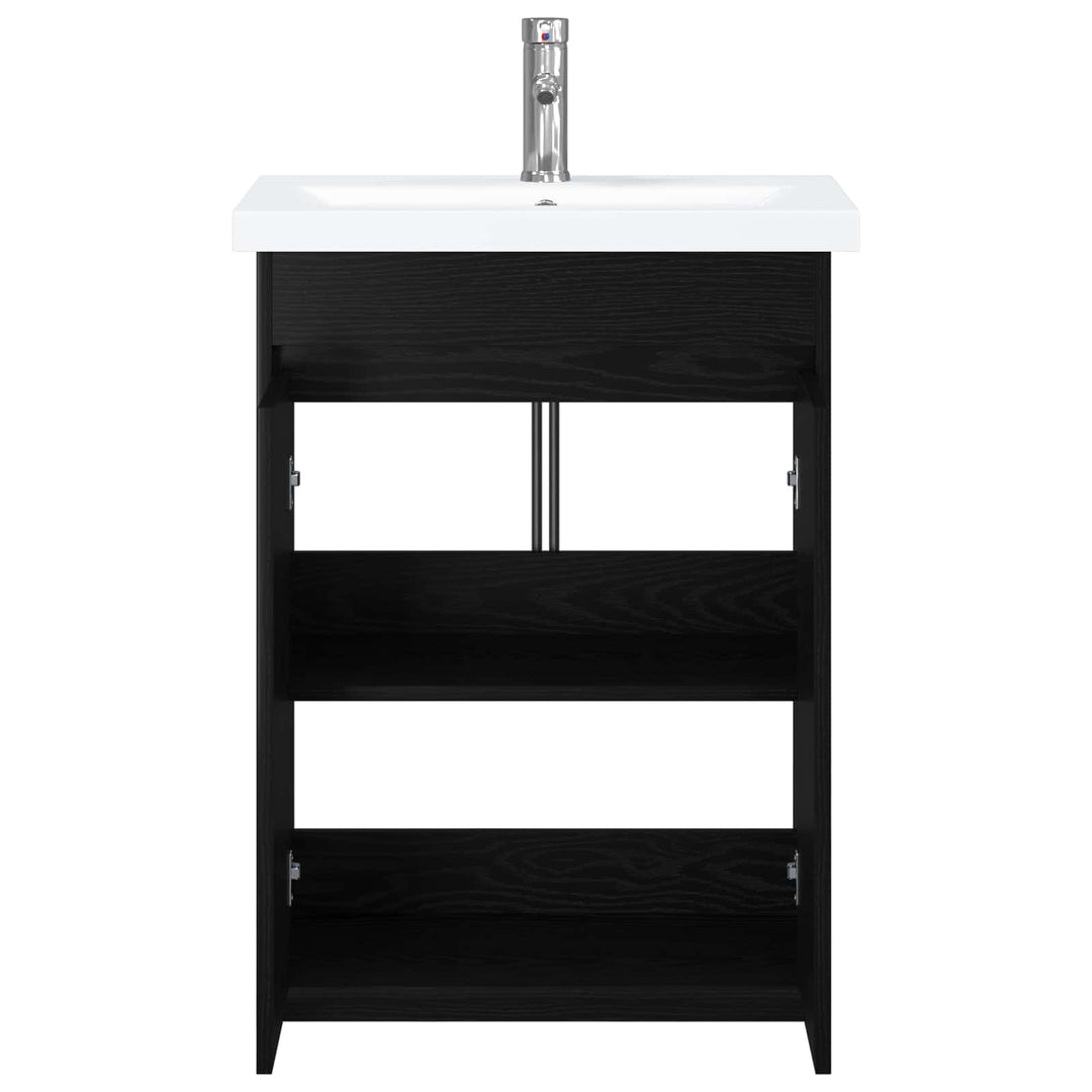 Badeværelsesmøbel sæt Sort eg 61 x 40 x 84,5 cm Konstrueret træ