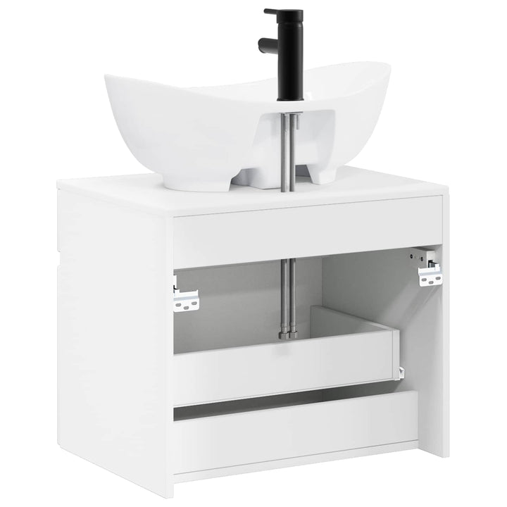 Badeværelsesmøbel sæt Hvid højglans Konstrueret træ