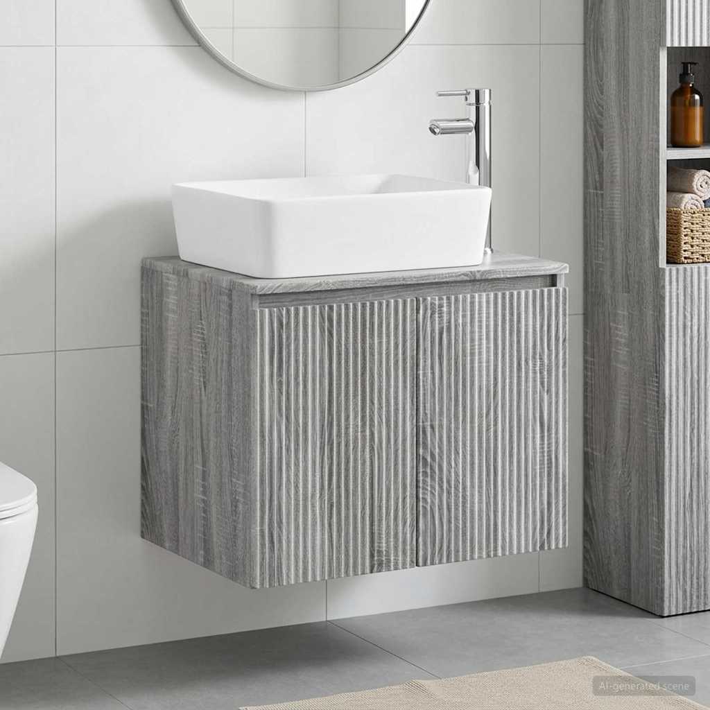 Badeværelsesmøbel sæt Grå Sonoma Konstrueret træ