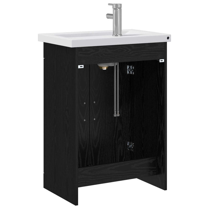 Badeværelsesmøbel sæt Sort eg 61 x 40 x 84,5 cm Konstrueret træ