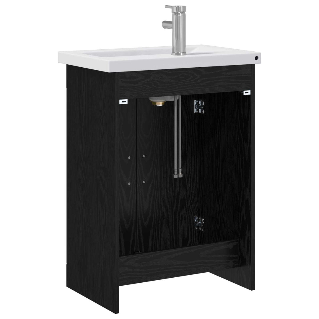 Badeværelsesmøbel sæt Sort eg 61 x 40 x 84,5 cm Konstrueret træ