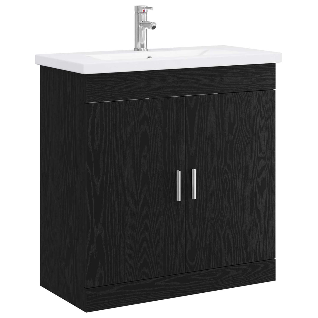 Badeværelsesmøbel sæt Sort eg 81 x 40 x 84,5 cm Konstrueret træ