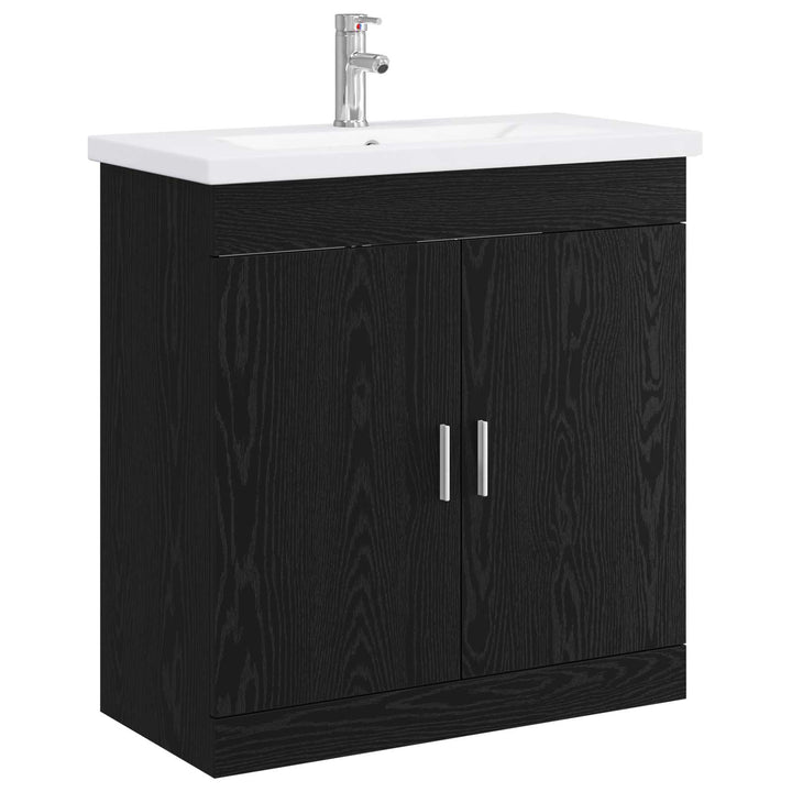 Badeværelsesmøbel sæt Sort eg 81 x 40 x 84,5 cm Konstrueret træ
