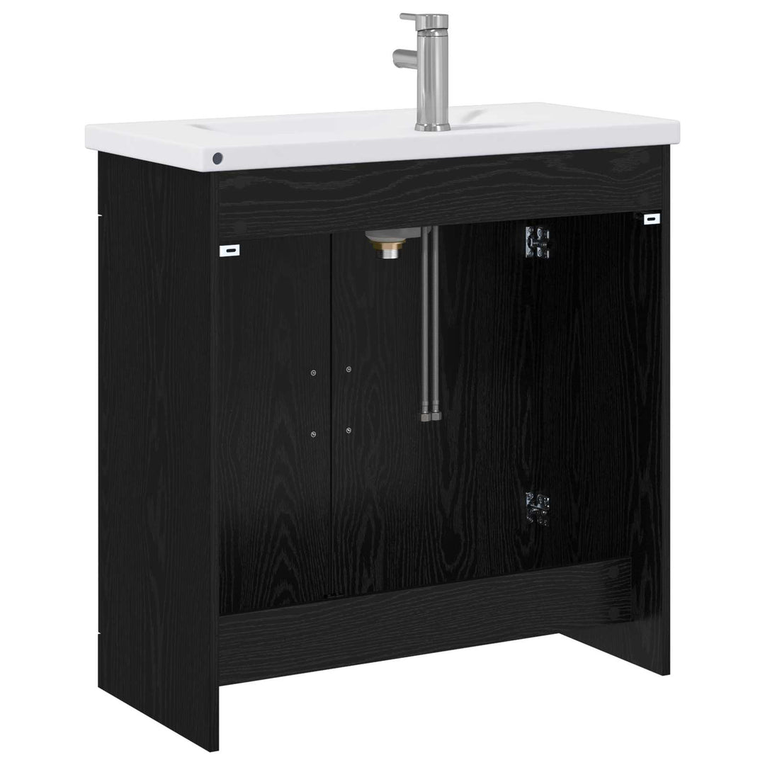 Badeværelsesmøbel sæt Sort eg 81 x 40 x 84,5 cm Konstrueret træ