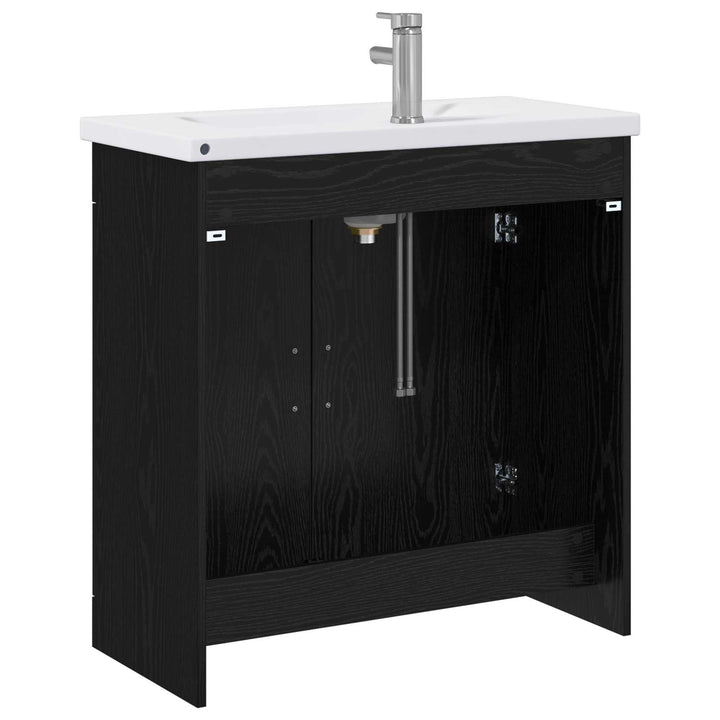 Badeværelsesmøbel sæt Sort eg 81 x 40 x 84,5 cm Konstrueret træ