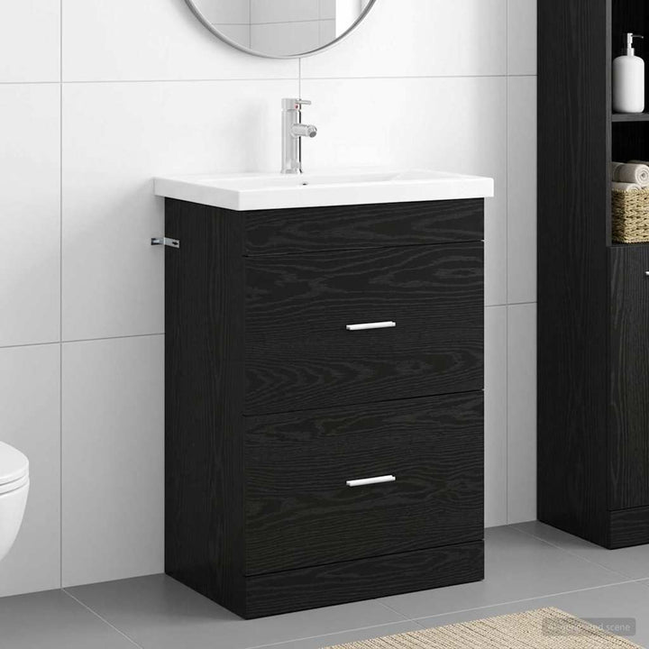 Badeværelsesmøbel sæt Sort eg 61 x 40 x 84,5 cm Konstrueret træ