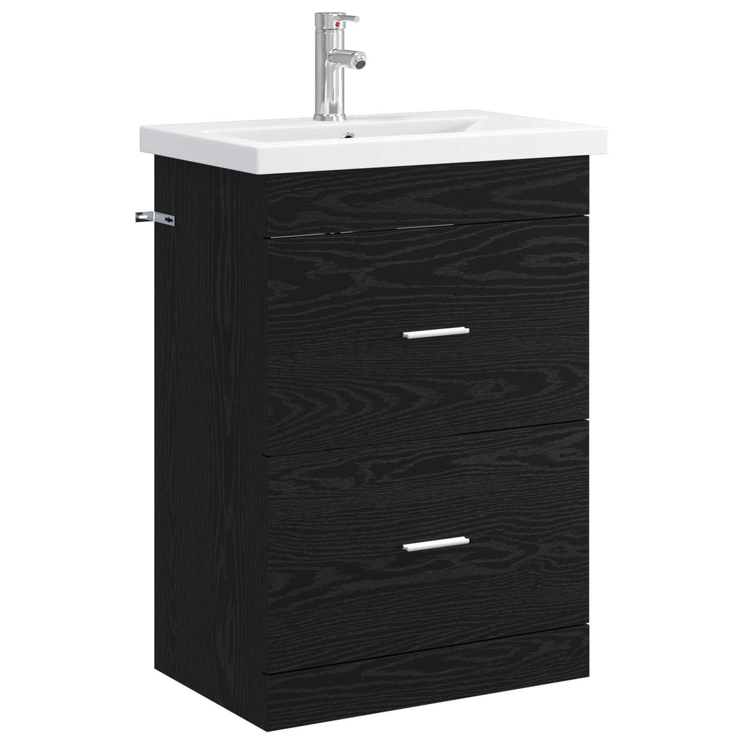 Badeværelsesmøbel sæt Sort eg 61 x 40 x 84,5 cm Konstrueret træ
