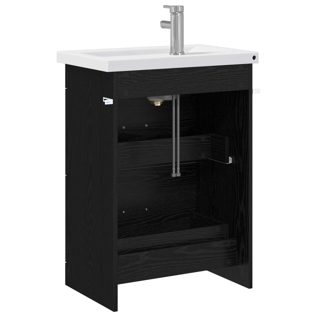 Badeværelsesmøbel sæt Sort eg 61 x 40 x 84,5 cm Konstrueret træ