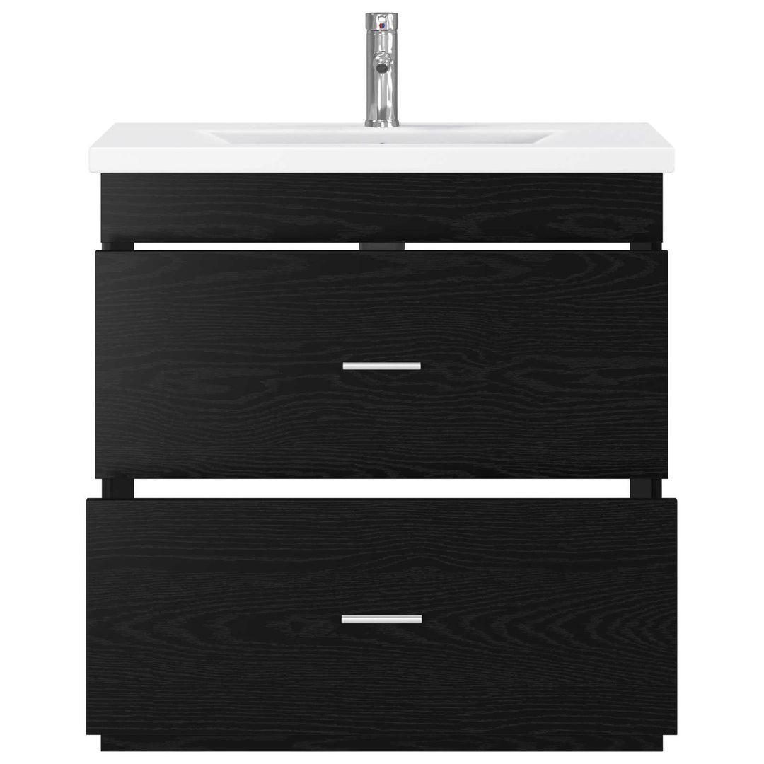 Badeværelsesmøbel sæt Sort eg 81 x 40 x 84,5 cm Konstrueret træ