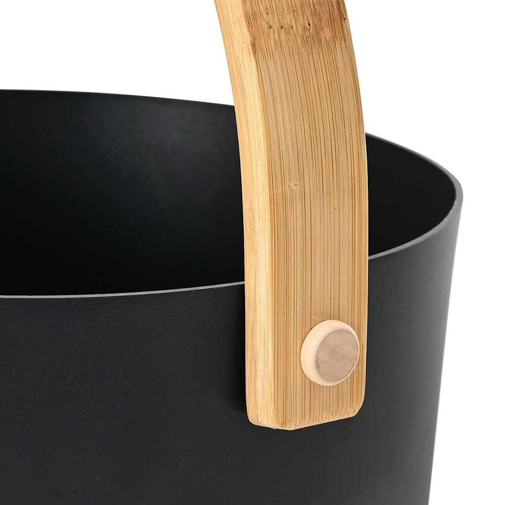 Sauna tilbehørs sæt 2 pcs Sort Aluminium og massivt fyrretræ