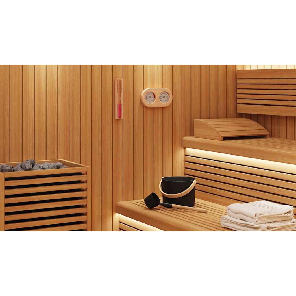 Sauna tilbehørs sæt 4 pcs Sort Aluminium og massivt fyrretræ