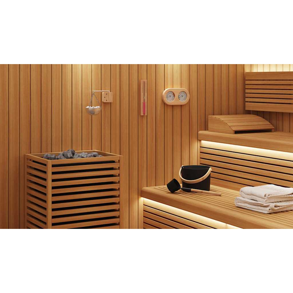 Sauna tilbehørs sæt 5 pcs Sort Aluminium og massivt fyrretræ