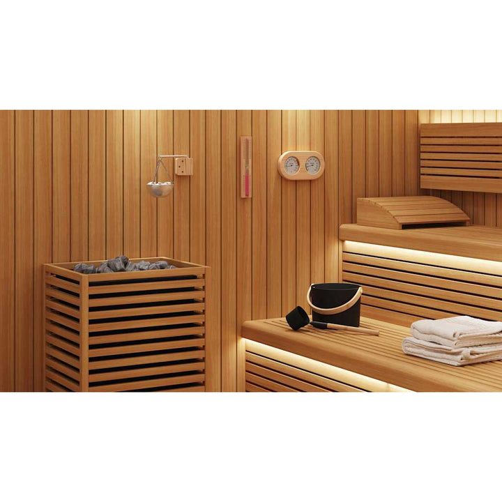 Sauna tilbehørs sæt 5 pcs Sort Aluminium og massivt fyrretræ