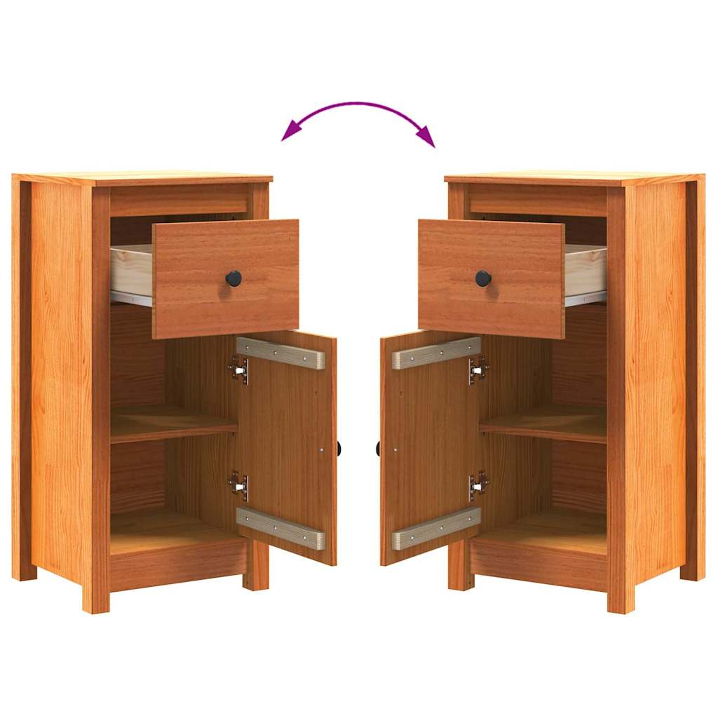 Sideboard 2 stk. Voks brun 39 x 34,5 x 80 cm Massiv fyrretræ