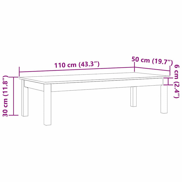 Sofabord Max Brun 110 x 50 x 30 cm Massiv fyrretræ