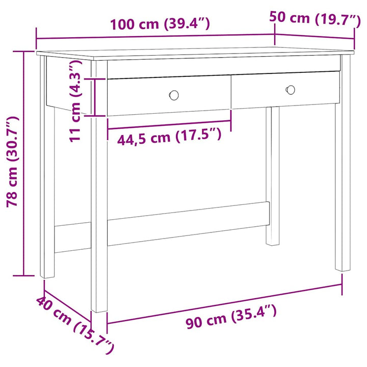 Bord med skuffe Max Brun 100 x 50 x 78 cm Massiv fyrretræ
