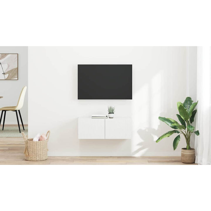 TV vægskab 2 pcs Hvid 39 x 31 x 29,5 cm Konstrueret træ