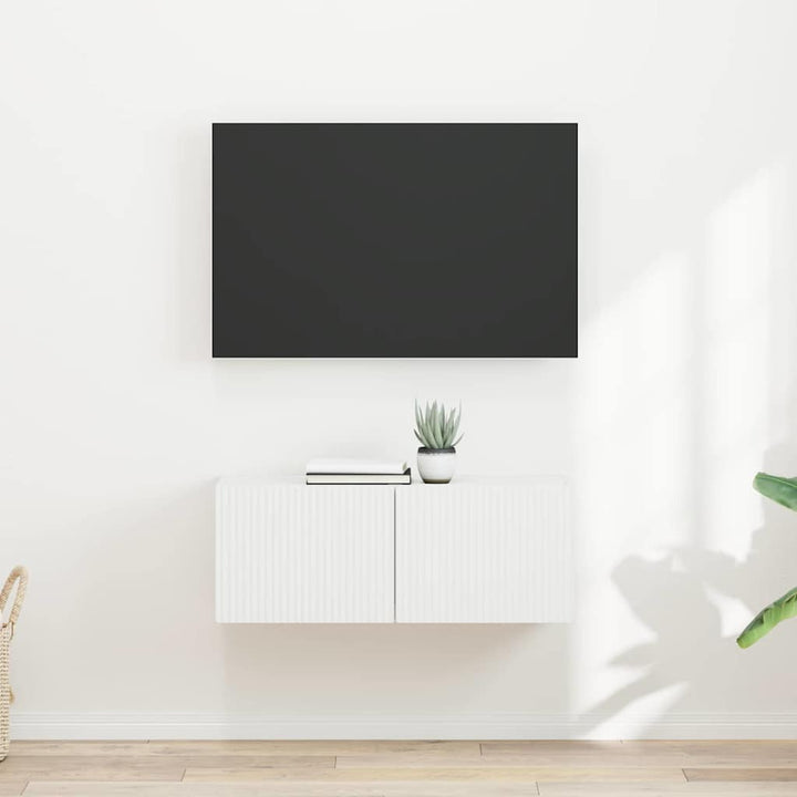 TV vægskab 2 pcs Hvid 39 x 31 x 29,5 cm Konstrueret træ