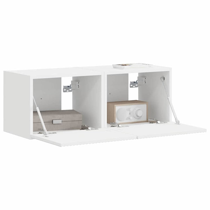 TV vægskab 2 pcs Hvid 39 x 31 x 29,5 cm Konstrueret træ
