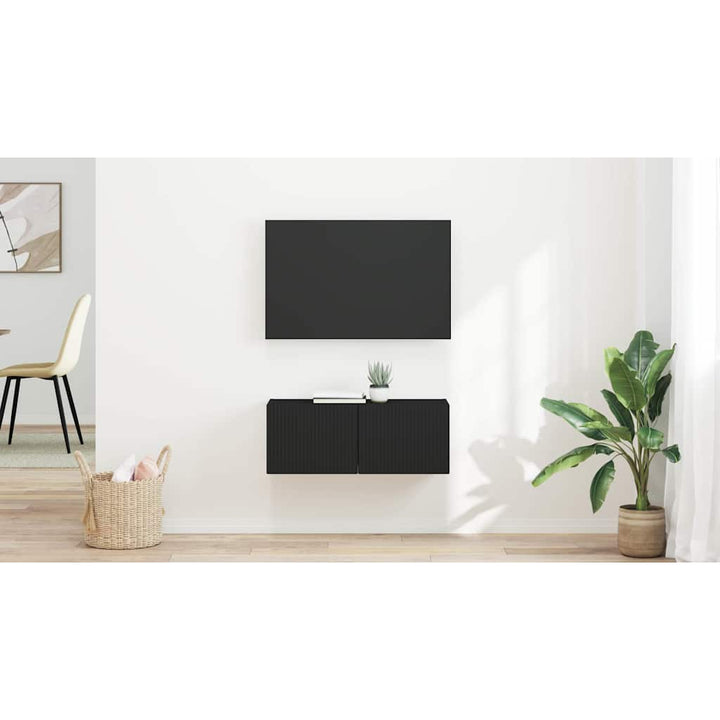 TV vægskab 2 pcs Sort 39 x 31 x 29,5 cm Konstrueret træ