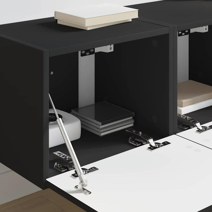 TV vægskab 2 pcs Sort 39 x 31 x 29,5 cm Konstrueret træ