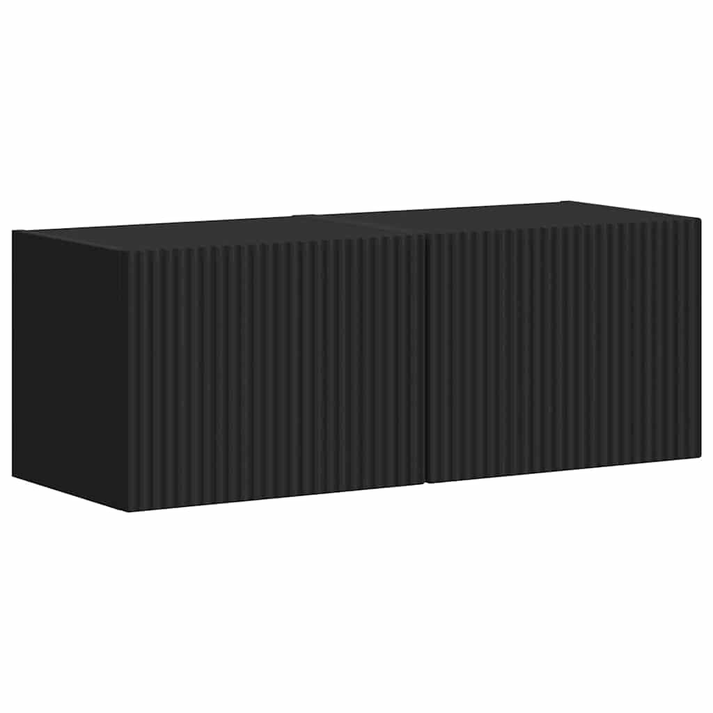 TV vægskab 2 pcs Sort 39 x 31 x 29,5 cm Konstrueret træ