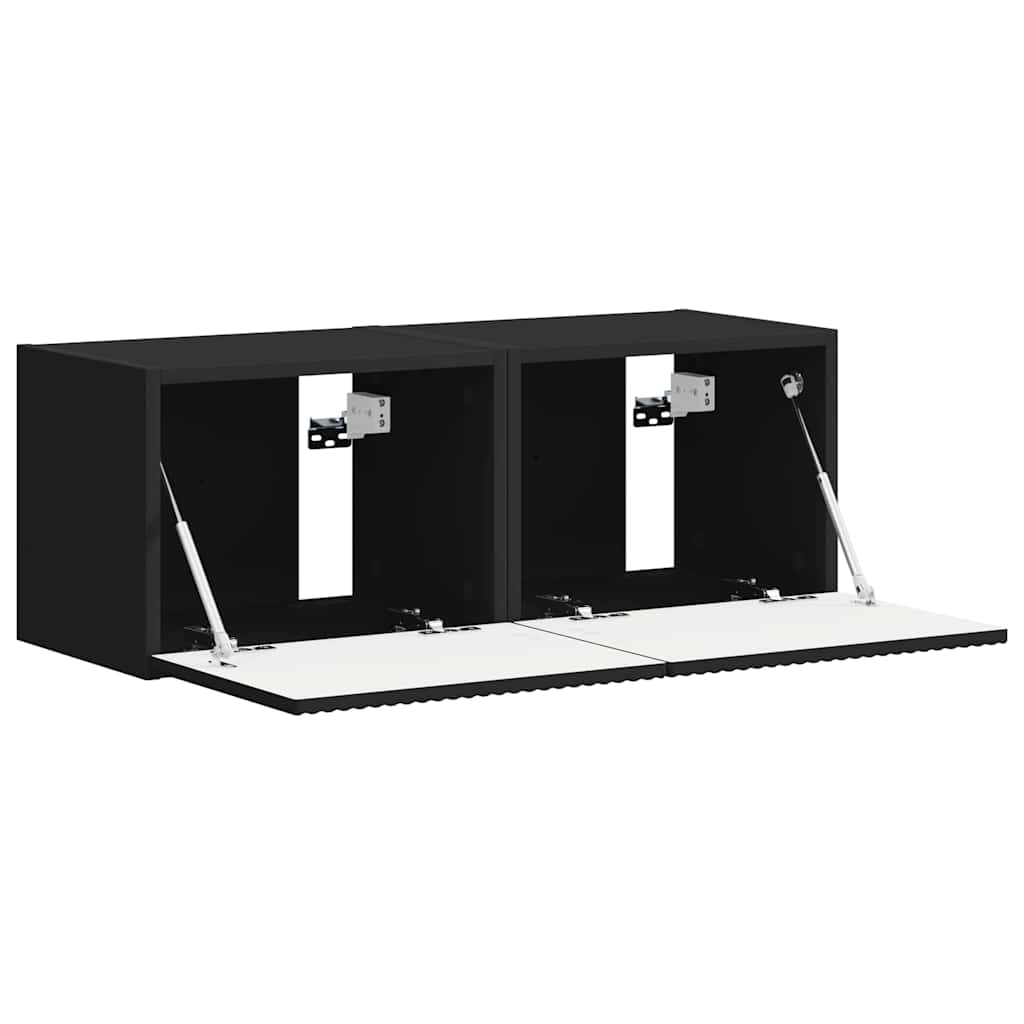 TV vægskab 2 pcs Sort 39 x 31 x 29,5 cm Konstrueret træ