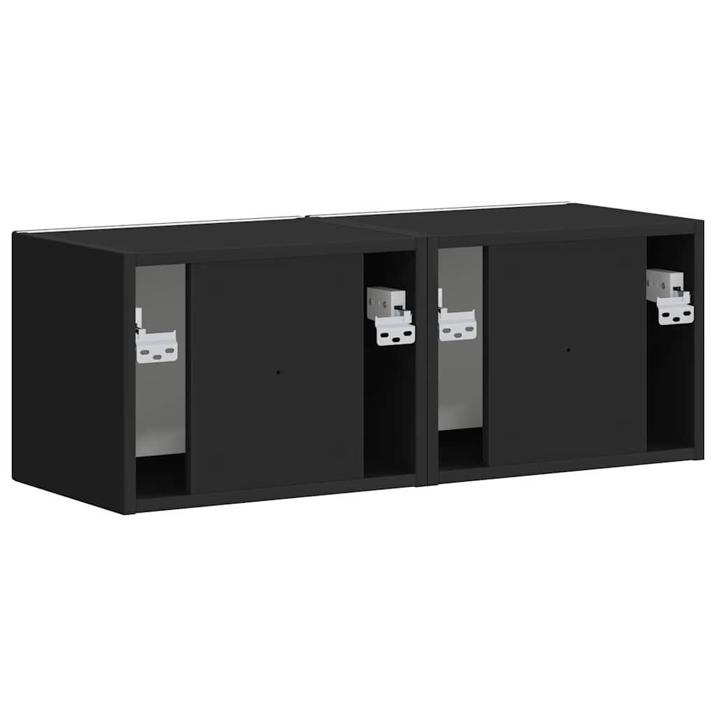 TV vægskab 2 pcs Sort 39 x 31 x 29,5 cm Konstrueret træ