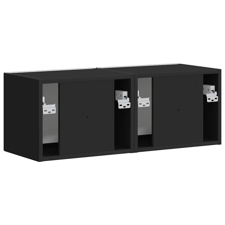 TV vægskab 2 pcs Sort 39 x 31 x 29,5 cm Konstrueret træ
