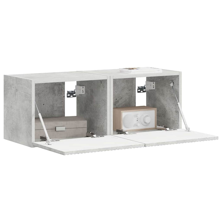 TV vægskab 2 pcs Beton 39 x 31 x 29,5 cm Konstrueret træ