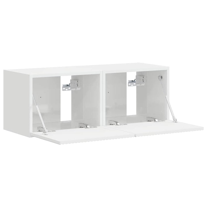 TV vægskab 2 pcs Gloss Hvid 39 x 31 x 29,5 cm Konstrueret træ