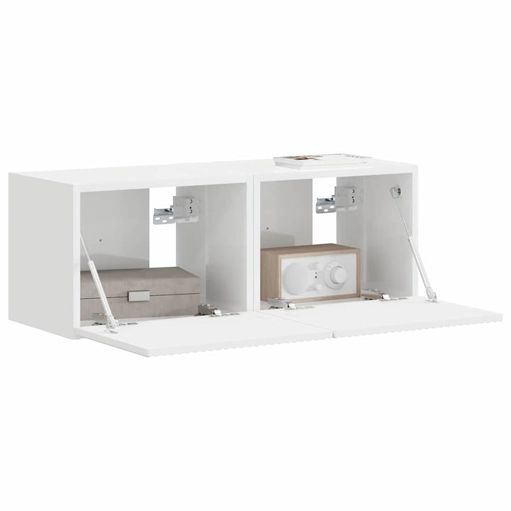 TV vægskab 2 pcs Gloss Hvid 39 x 31 x 29,5 cm Konstrueret træ