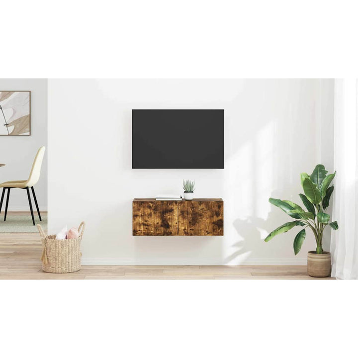 TV vægskab 2 pcs Røget eg 39 x 31 x 29,5 cm Konstrueret træ