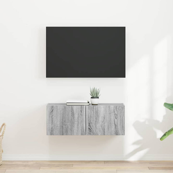 TV vægskab 2 pcs Grå Sonoma 39 x 31 x 29,5 cm Konstrueret træ